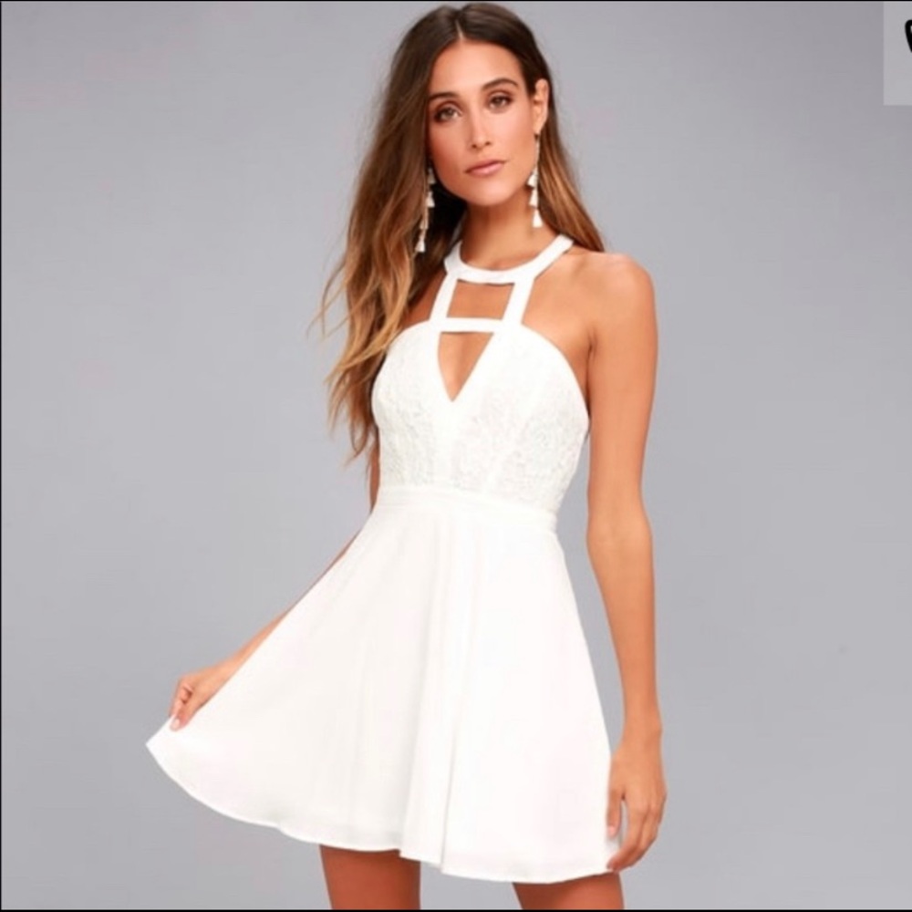 Lulu’s All My Day Dream White Lace Skater Dress